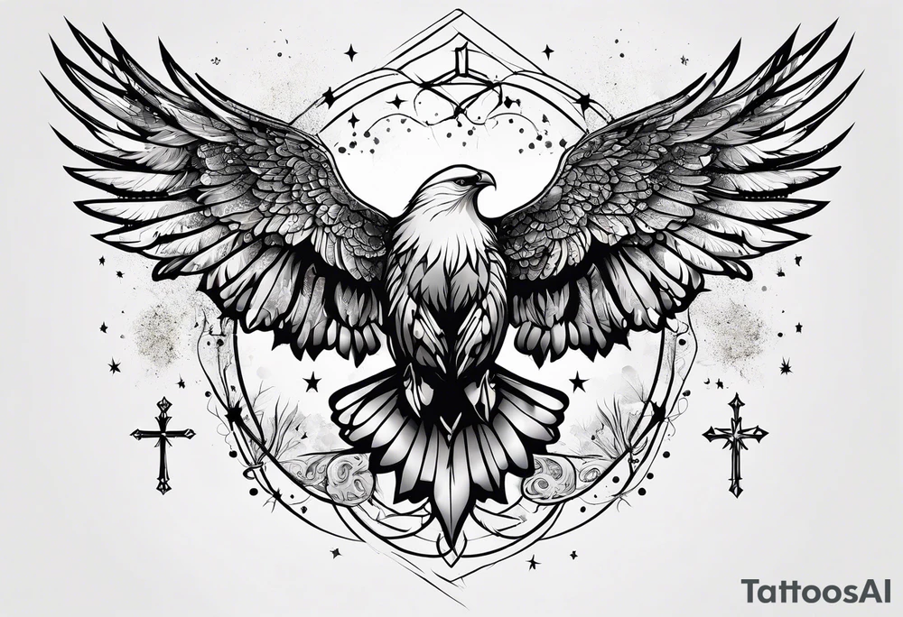 Constellation, wing , animal, snow , cross tattoo idea