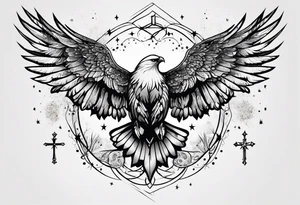 Constellation, wing , animal, snow , cross tattoo idea