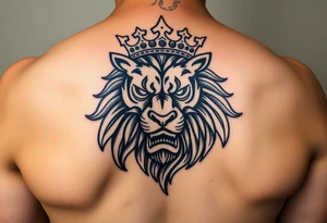 Japanese lion wearing crown tattoo idea