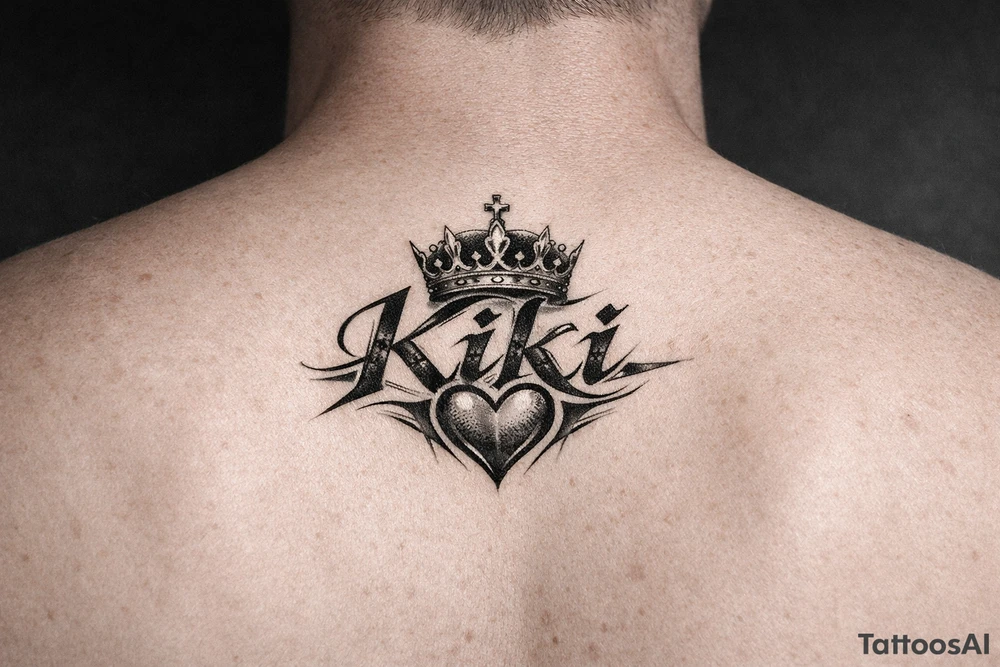 Kiki name with heart and crown simple tattoo idea