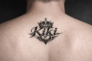 Kiki name with heart and crown simple tattoo idea