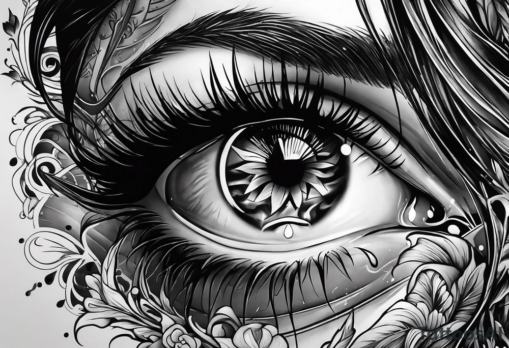Eye melting with wax drips tattoo idea