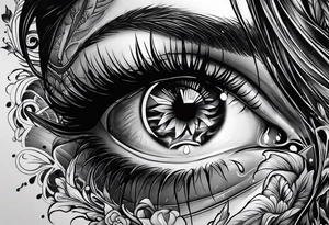 Eye melting with wax drips tattoo idea