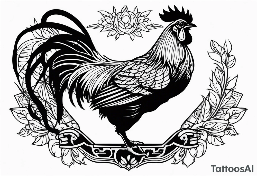 rooster holding a machine gun tattoo idea