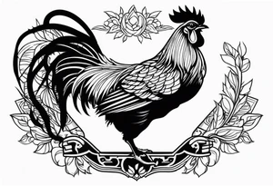 rooster holding a machine gun tattoo idea