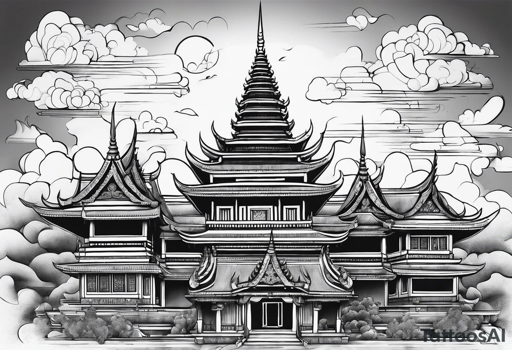 thai temple but minimalistic tattoo idea