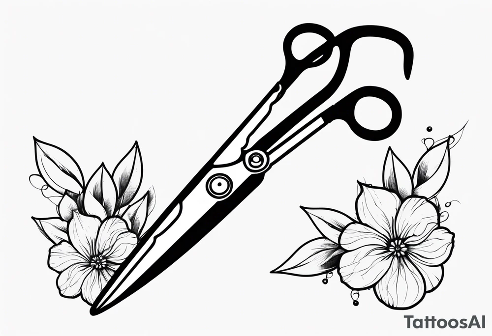 Scissors with flowers tattoo idea