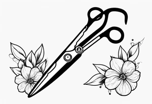 Scissors with flowers tattoo idea