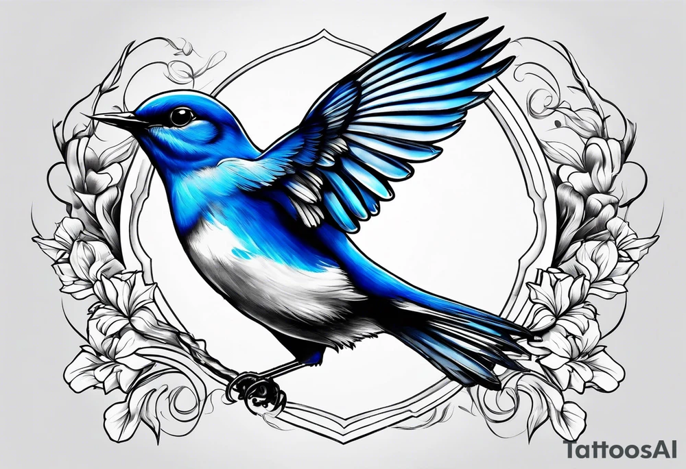 bluebird of happiness in flight tattoo idea