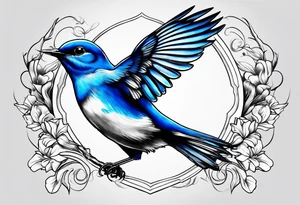 bluebird of happiness in flight tattoo idea