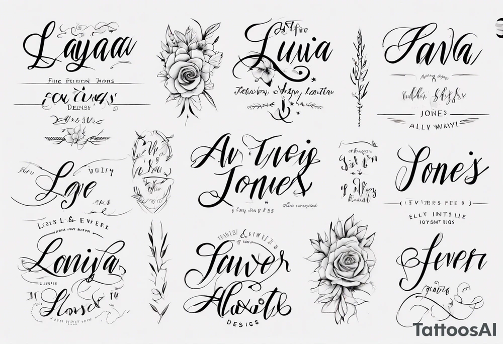 Fine line and script fonts. Layla Jones 4-ever and always tattoo idea Fine line and script fonts. Layla Jones 4-ever and always tattoo idea