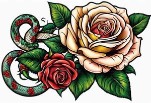 rose with snake tattoo idea