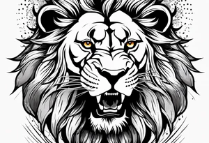 A beautiful lion roaring and showing it's teeth tattoo idea