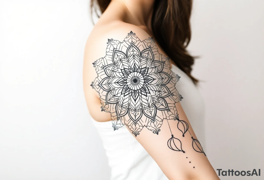 bold line shaman style mandala tattoo idea