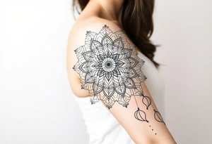 bold line shaman style mandala tattoo idea