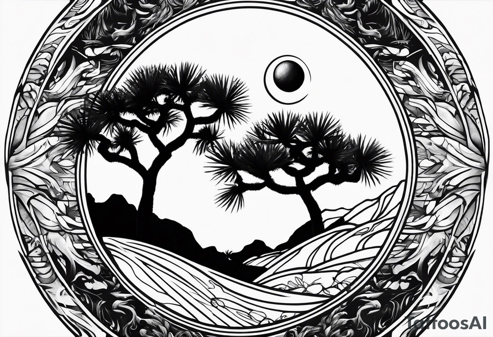yin and yang joshua tree tattoo idea