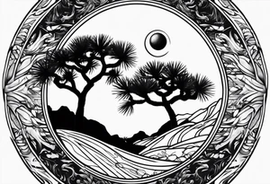 yin and yang joshua tree tattoo idea