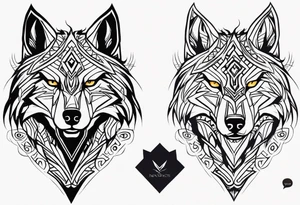 Angry tribal wolf head tattoo idea