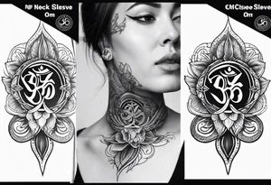 neck sleeve
with rays om symbol tattoo idea