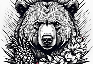 bear hugging pineapple tattoo idea