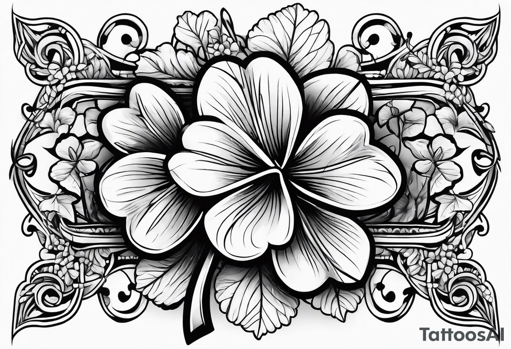 clover with leaf tattoo idea