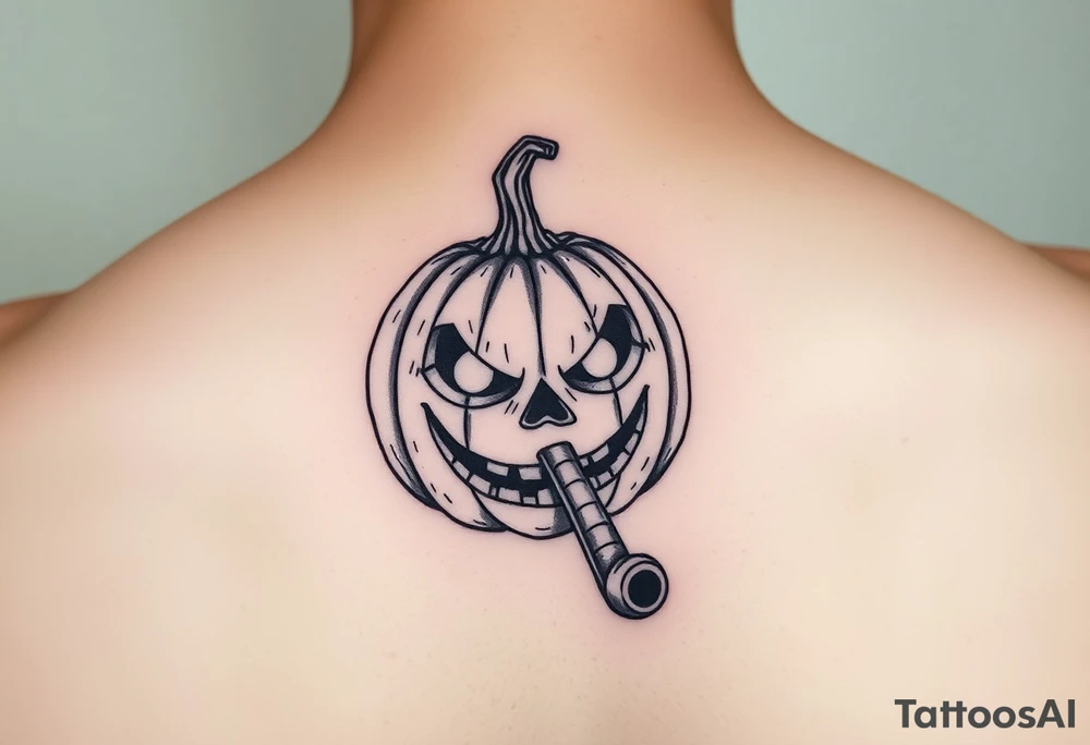 Spooky carved pumpkin 
With crack cocaine pipe tattoo idea