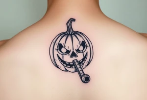 Spooky carved pumpkin 
With crack cocaine pipe tattoo idea