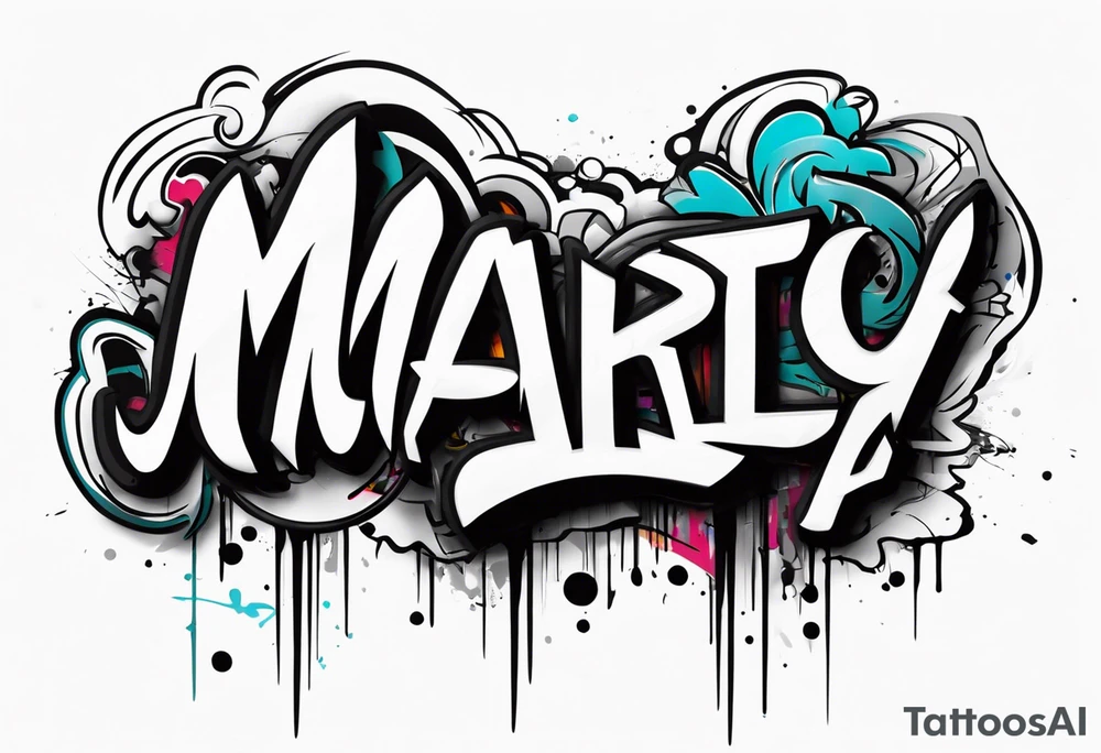 Grafitti text saying «marty S» tattoo idea