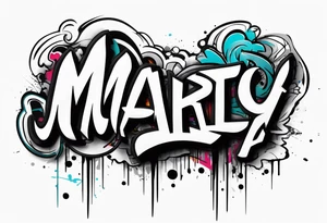 Grafitti text saying «marty S» tattoo idea