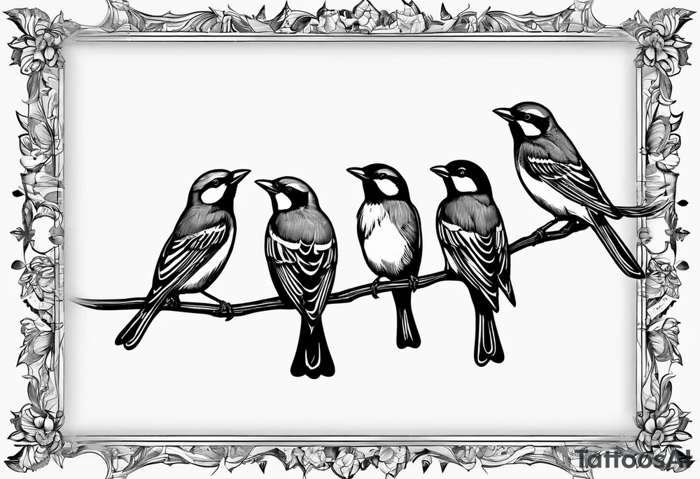 4 little birds... 2 of them are flying tattoo idea