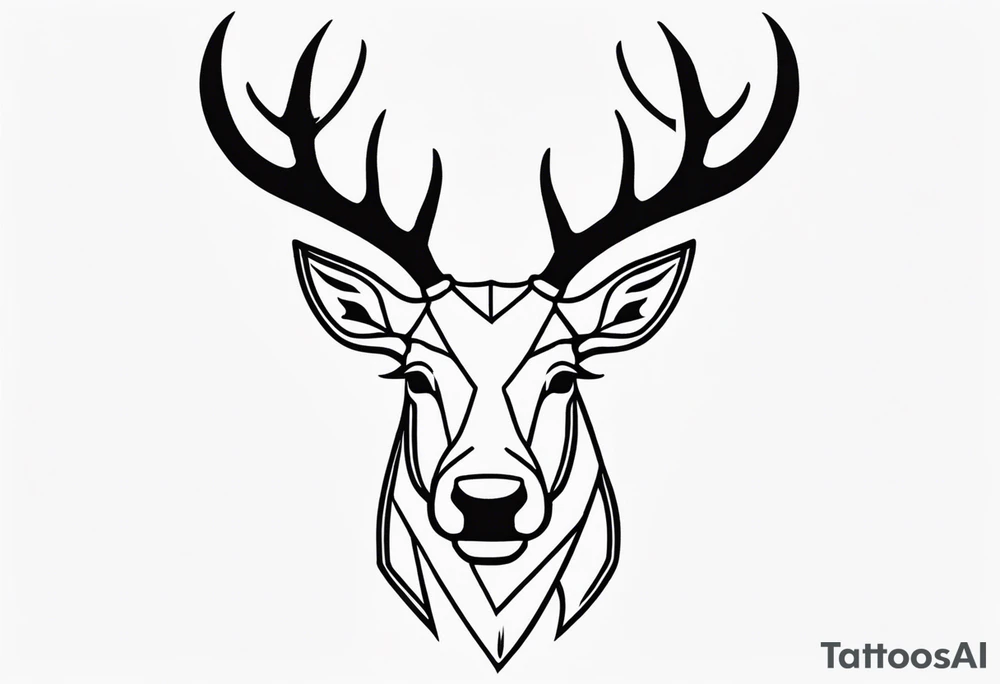 back tattoo of a front view reindeer with half a face tattoo idea