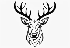 back tattoo of a front view reindeer with half a face tattoo idea