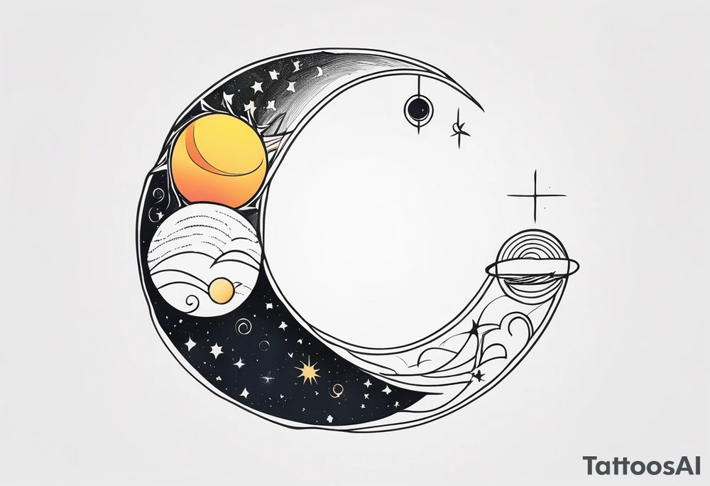 infinity symbol mixed with sun and moon tattoo idea