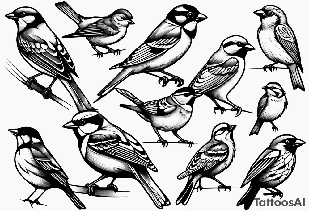 Variety of sparrows style flash sheet tattoo idea