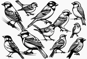 Variety of sparrows style flash sheet tattoo idea