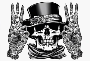 Skeleton holding up 3 fingers tattoo idea