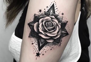 Tesseract and stars and roses tattoo idea