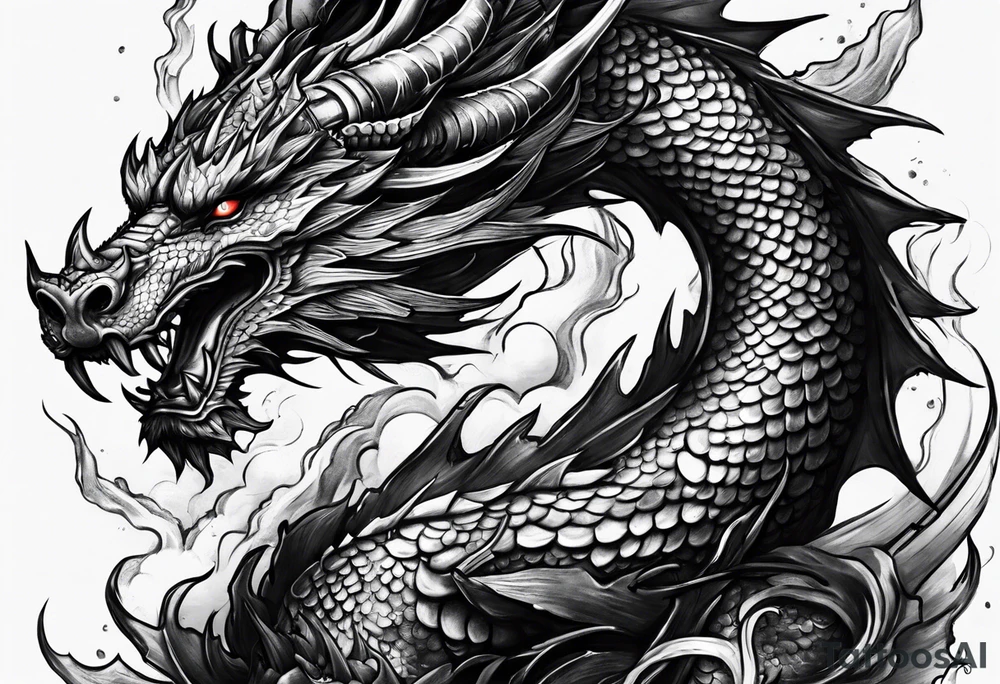 Small Dragon hurt and tired after a war but victorious tattoo idea