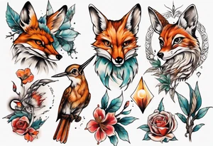 fuchs und kolibri tattoo idea