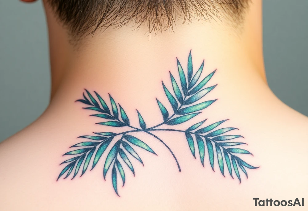 realistic large woven palm leaves tattoo idea