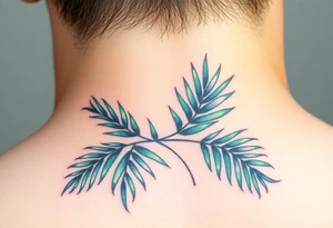 realistic large woven palm leaves tattoo idea