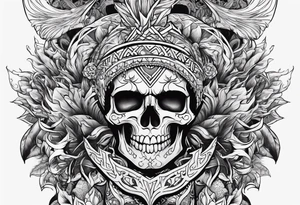 Name KIHURANI with background of skulls and demons while burning tattoo idea