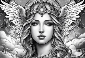 Religious sleeve angels clouds heaven tattoo idea