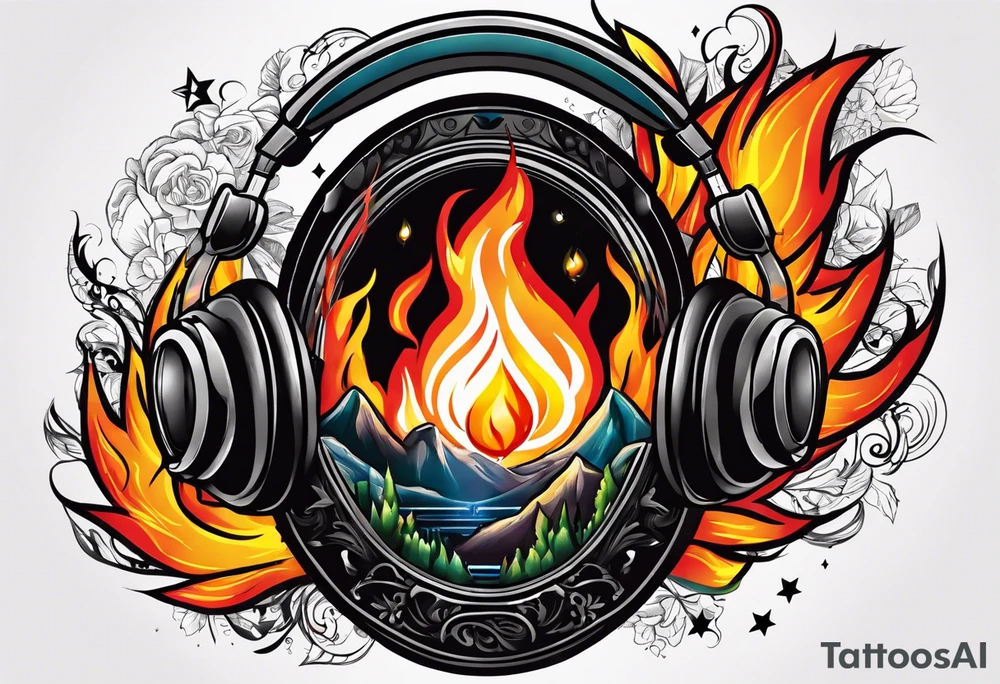 Music on fire tattoo idea