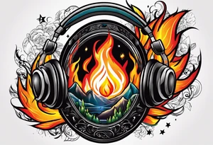 Music on fire tattoo idea