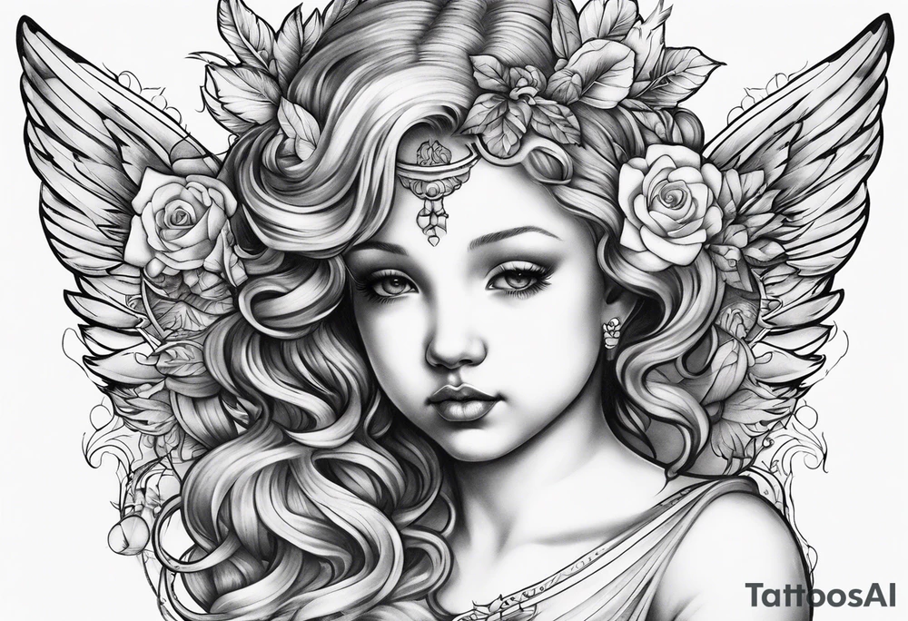 cherub tattoo her body tattoo idea