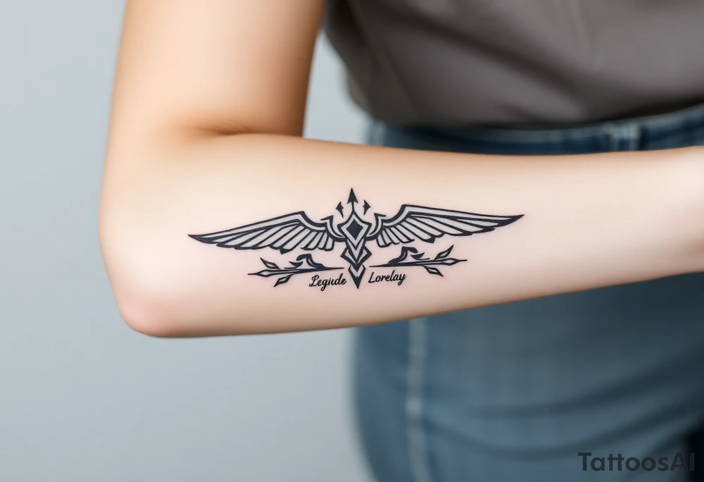 Crea un diseño significativo sobre la cultura egipcia y que tenga el nombre escrito por de bajo del diseño el nombre de mi hermana Lorelay tattoo idea