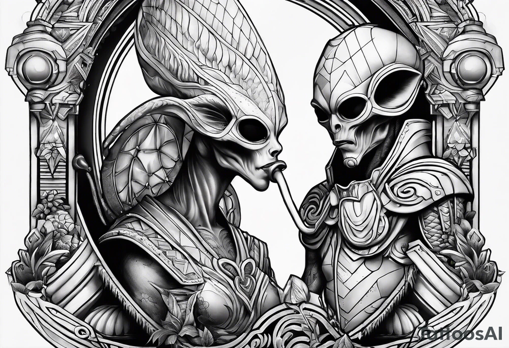 Alien smoking tattoo idea