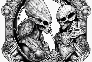 Alien smoking tattoo idea