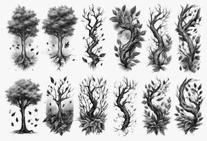 Double tree forearm alive with leaves tattoo idea